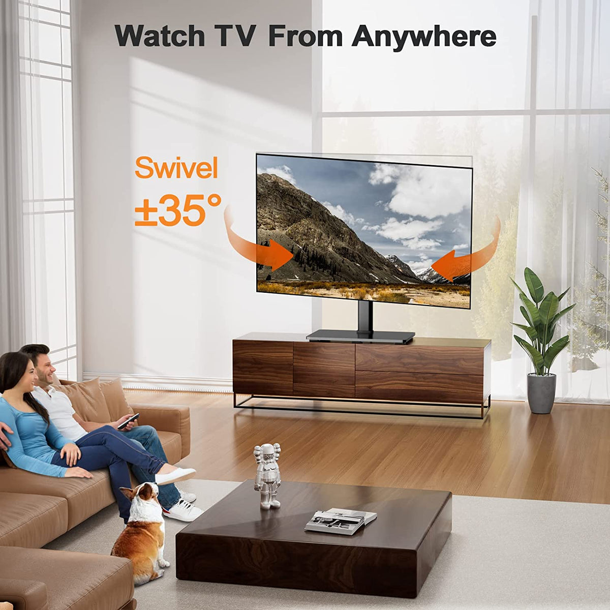 Swivel Tabletop TV Stand For 37 To 70 TVs